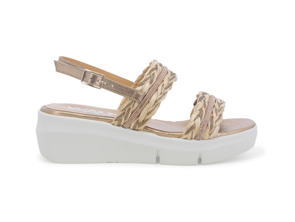 Melluso Sandalo Comodo Estivo 2 Fasce Zeppa Tomaia Treccia Beige Rosa Cipria R80115-233211